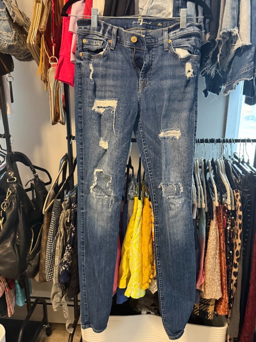 7 for All Mankind The Skinny distressed jeans size 27